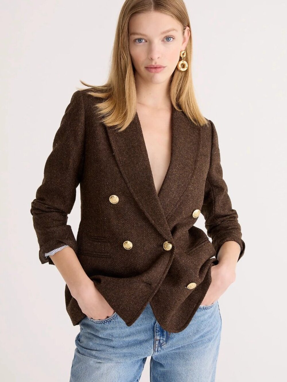 J Crew Bristol Wool Blazer Chocolate Herringbone 0